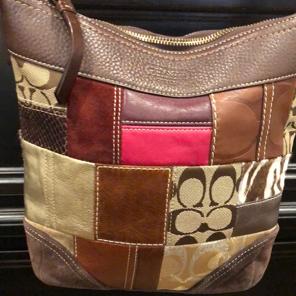 COACH Patchwork Madras Crossbody Shoulder Bag Adjustable Strap Vintage Duffle - Picture 4 of 17